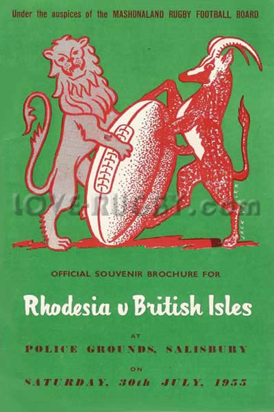 1955 Rhodesia v British Isles  Rugby Programme